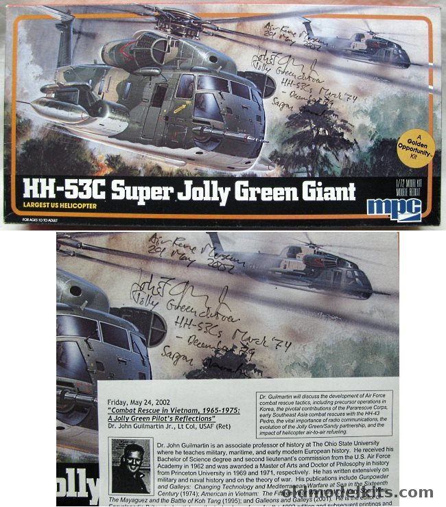 MPC 1/72 HH-53C Super Jolly Green Giant - Son Tay Prison Raid Markings - Signed by Dr. John Guilmartin Jr, Lt. Col USAF (Ret) - Decorated Vietnam Jolly Rescue Pilot, 1-4401 plastic model kit